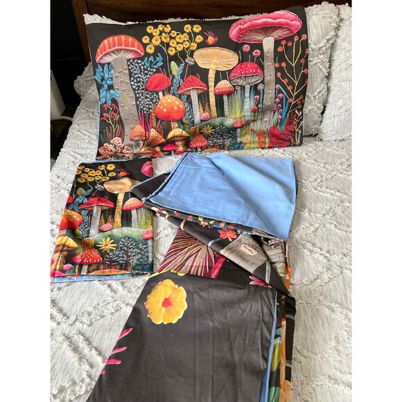 Handmade Mushroom Duvet and 2 Pillow Shams 90x90 Queen Size *Read